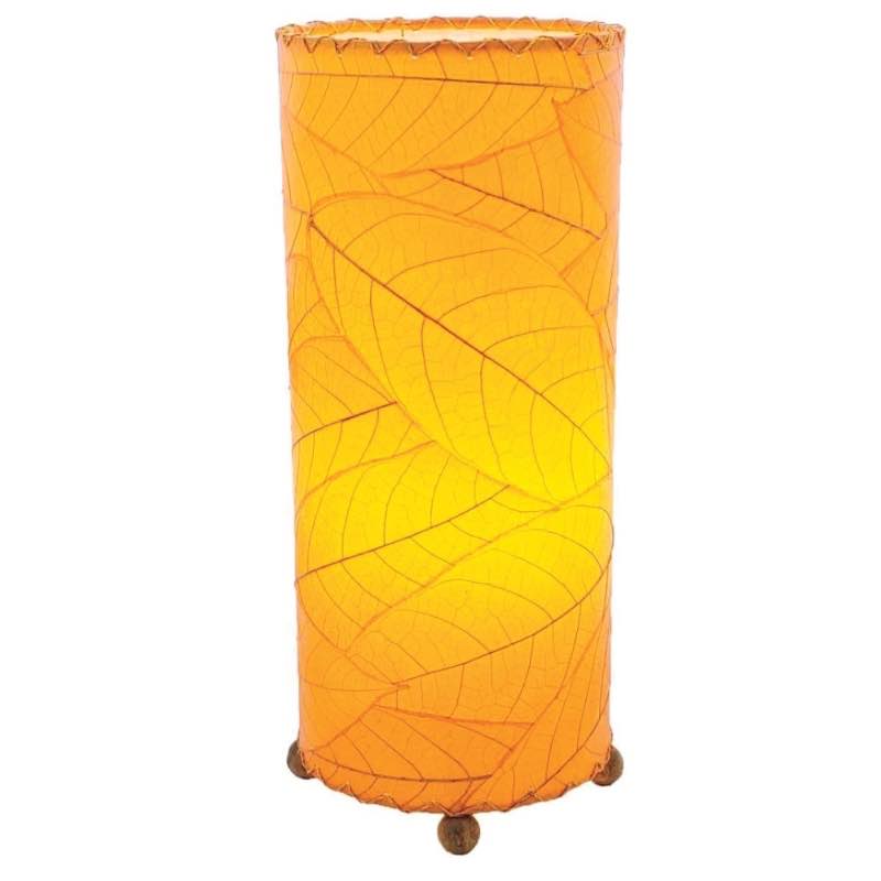 Outdoor/ Indoor Cocoa Leaf Cylinder Table Lamp - Orange